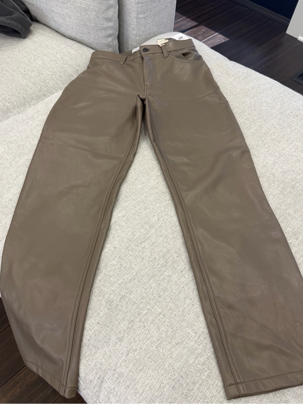 Abercrombie & Fitch Straight Leg Faux Leather Pants in Brown